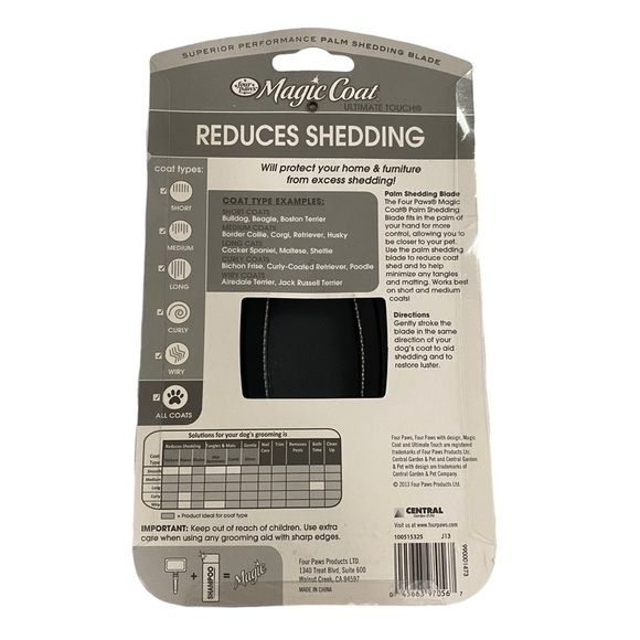 Four Paws Magic Coat Palm Control Shedding Tool - Reduces Shedding NEW - Picture 2 of 3